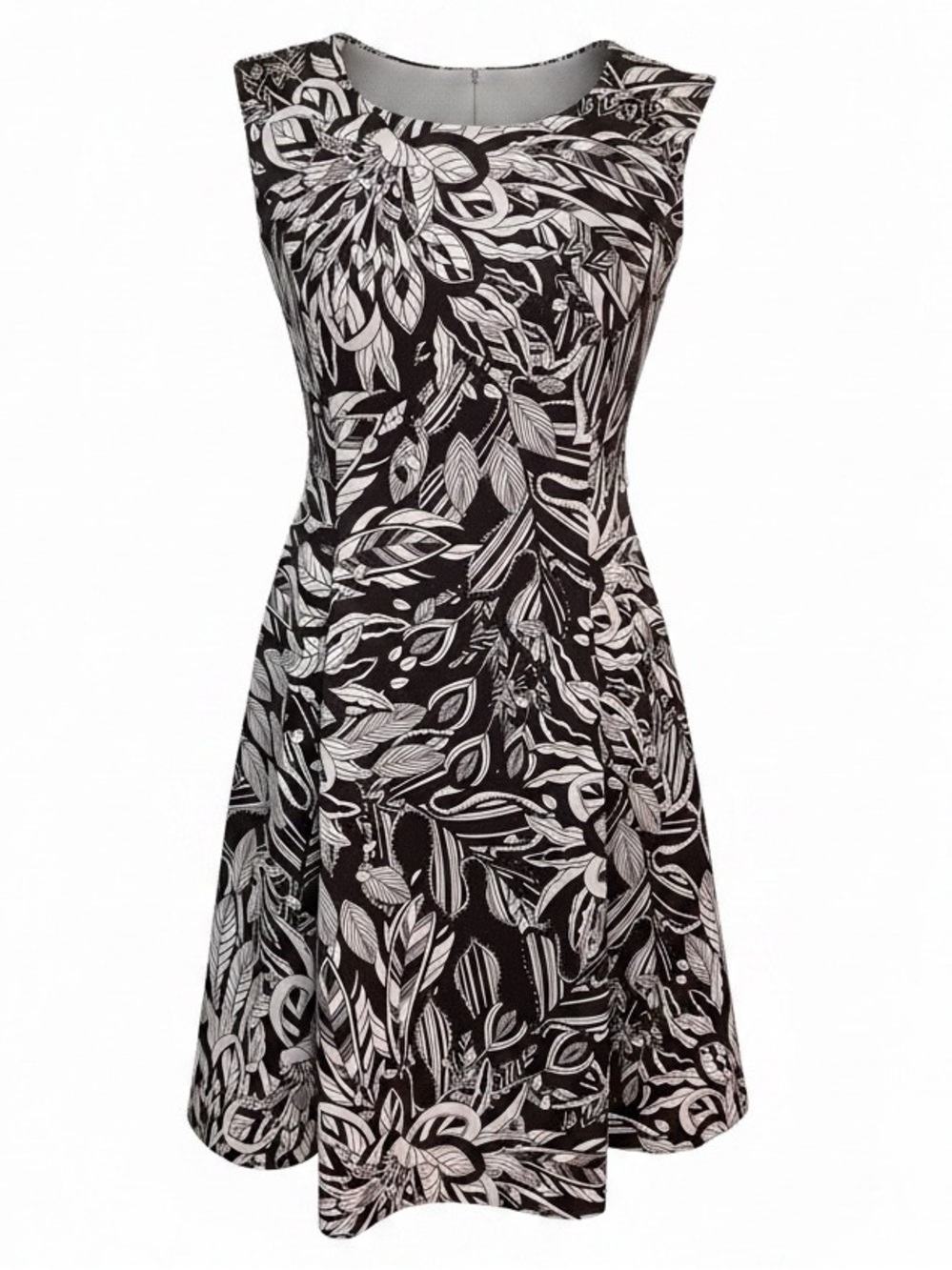 INC International Concepts Sleeveless Black/White Fit-and-Flare Dress Size M